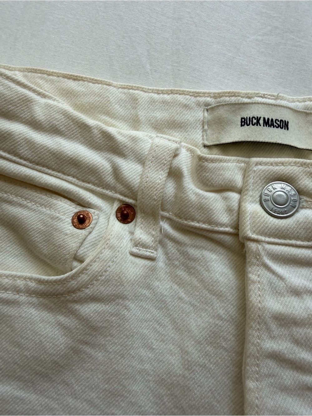 Buck Mason Straight Leg Jeans in Cream